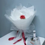 Bouquet rose éternelle sous bulle 9