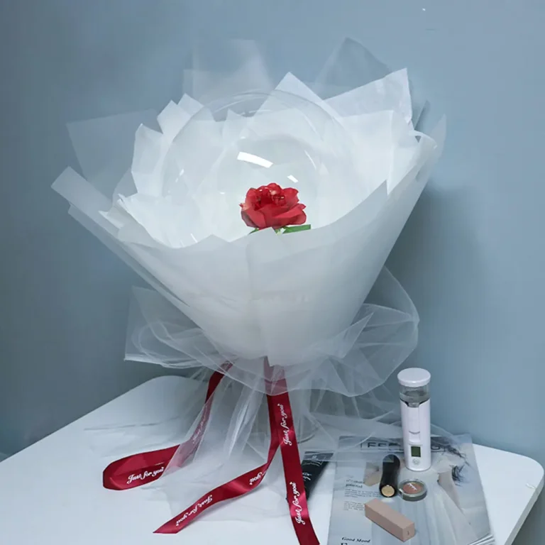 Bouquet rose éternelle sous bulle 9