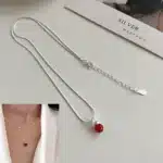 Collier femme argent pierre rouge 1