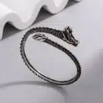 Bracelet femme dragon noir acier 2