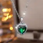 Collier femme cœur argent pierre couleur 4