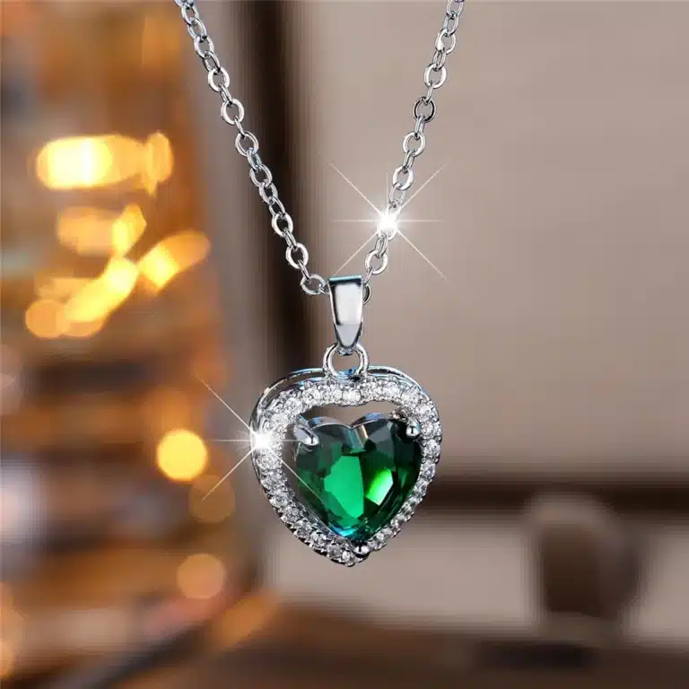 Collier femme cœur argent pierre couleur 4