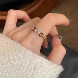 Bague femme perles ouvertes colorées ajourées 1
