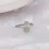 Bague femme argent fleur et perle verte 1