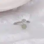 Bague femme argent fleur et perle verte 1
