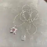 Collier femme étoile pierre rose argent 1