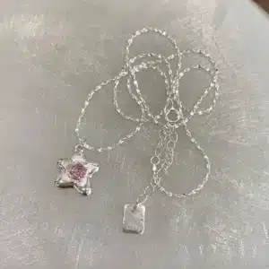 Collier femme étoile pierre rose argent 1
