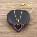 Collier femme coeur pavé ouvert coloré 4