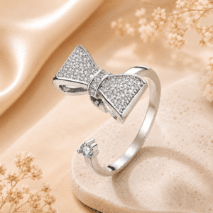 Bague femme ajustable noeud papillon brillant