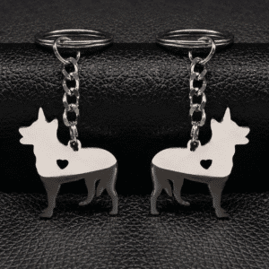 Porte-clés couple chien mini coeur