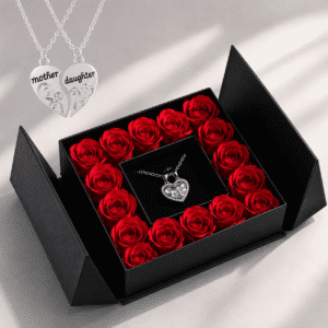 Coffret roses éternelles double collier mère et fille