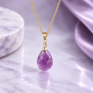 Collier femme améthyste goutte violette