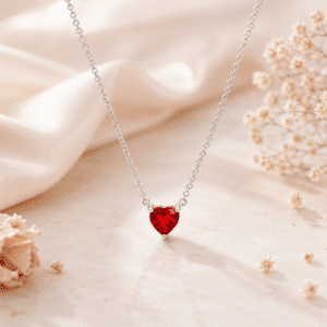 Collier femme coeur rouge