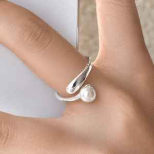 Bague femme acier inoxydable et perle