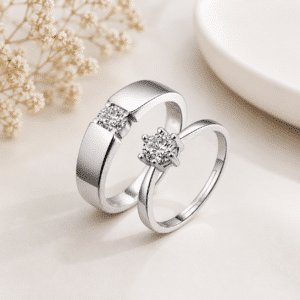 Duo bagues couple solitaires assorties