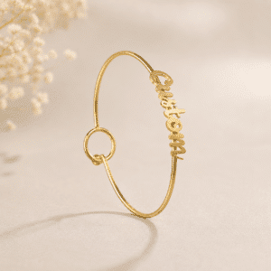 Bracelet jonc fin doré personnalisé pour femme