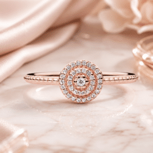 Bague femme rose gold cercle brillant