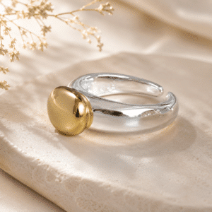 Bague femme originale argent et doré