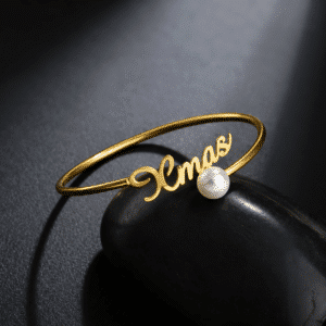 Bracelet femme prénom doré perle