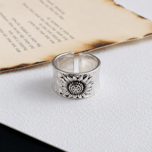 Bague femme manchette fleurie