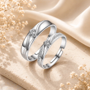 Duo bagues couple entrelacées brillantes