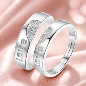 Bagues couple argent love croisé