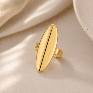Bague de promesse ovale dorée pour femme