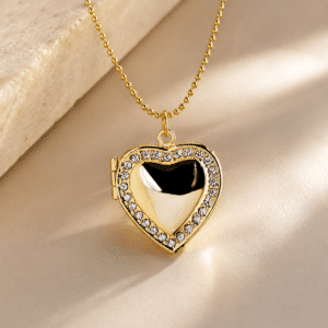 Collier femme coeur miroir strass