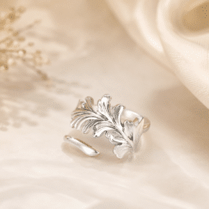 Bague feuille argent femme