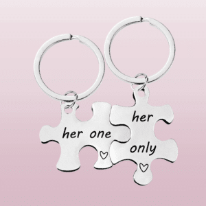 Porte-clés couple lesbienne acier inoxydable