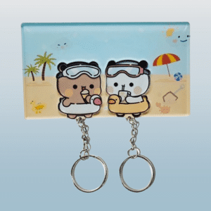 Porte-clés mural couple Dudu Bubu plage