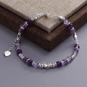 Bracelet femme perles violettes