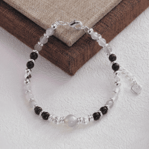 Bracelet femme pierres naturelles noires et blanches